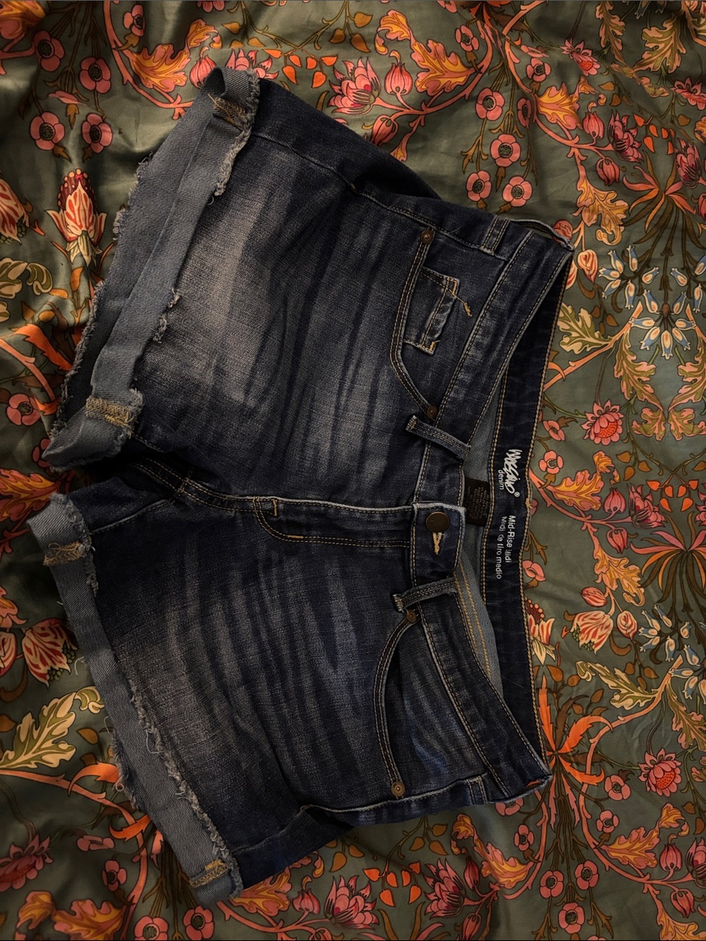 Mossimo Supply Co. Dark Blue Distressed Denim Jean Shorts